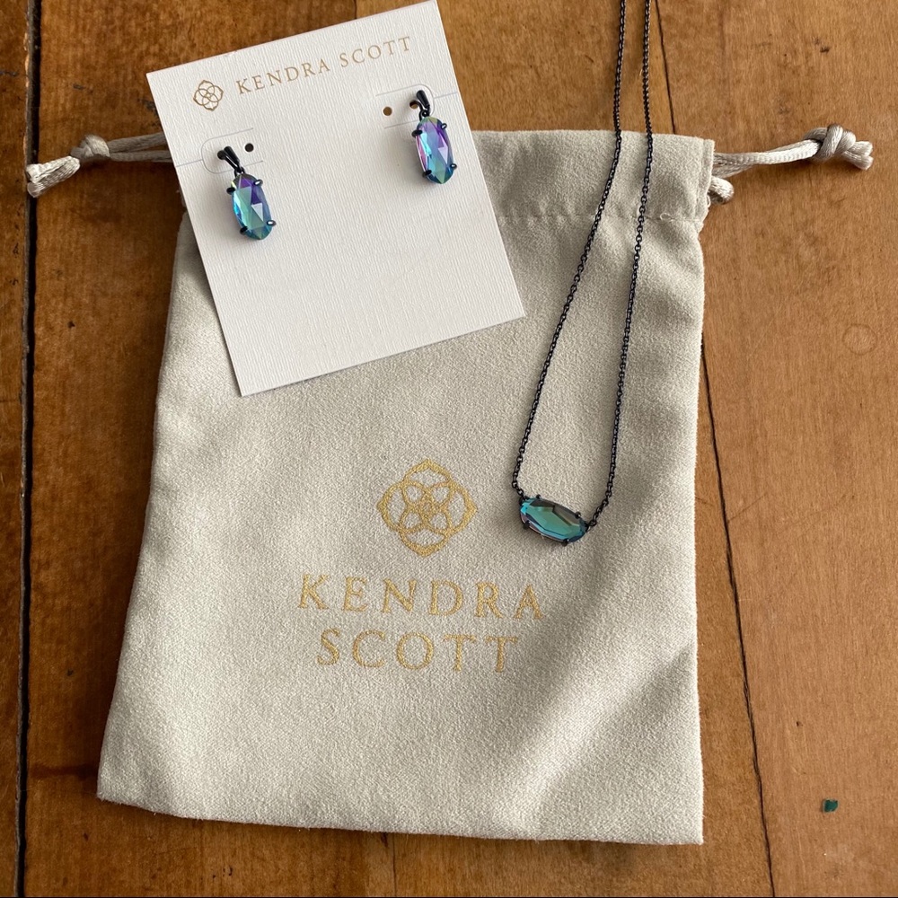 Kendra Scott set in Dichroic Glass and Gunmetal
